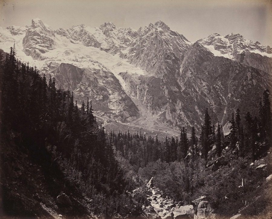 Scene in the Upper Himmalayahs. View in the Manga Valley by Samuel Bourne (British, 1834–1912)