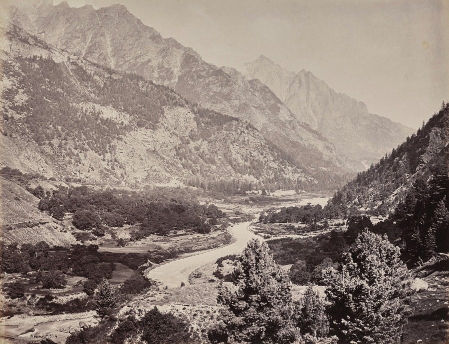 The Upper Himmalayahs. View in the Buspa Valley from Sangla by Samuel Bourne (British, 1834–1912)