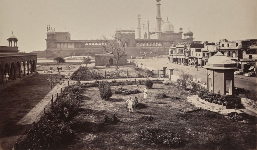 Delhi. View of North Side of the Jamma Musjid in Principal Mabonedau Place of Worship by Samuel Bourne (British, 1834–1912)
