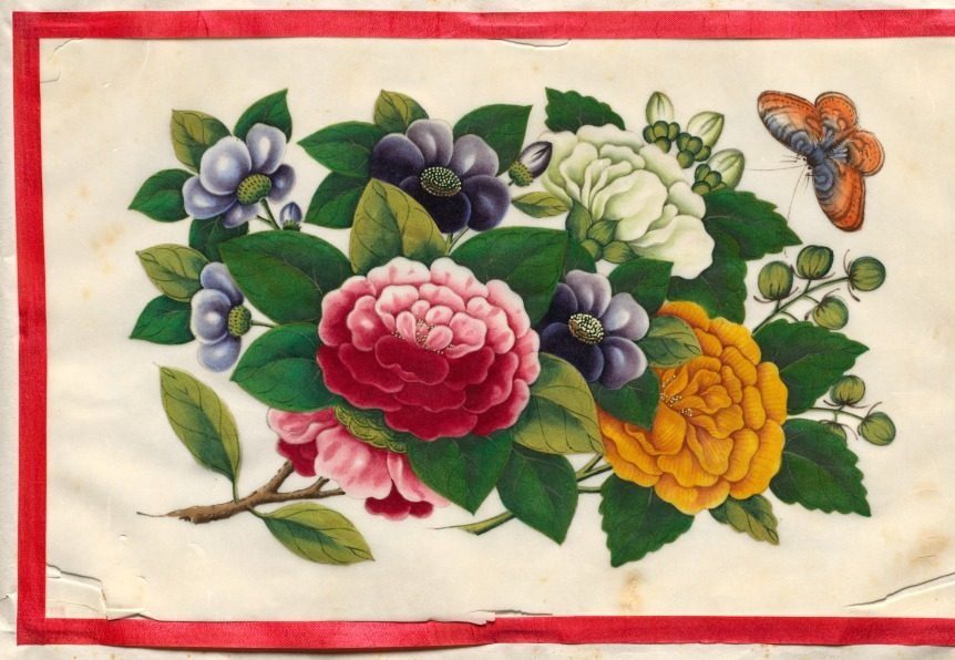 Painting Three from Illustrated Book of Flowers and Butterflies
