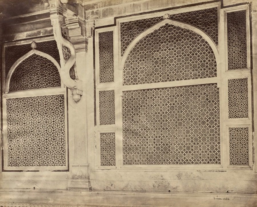Futtypore Sikri—Two of the Marbled Screens in the Tomb of Sheik Selim Chisti by Samuel Bourne (British, 1834–1912)