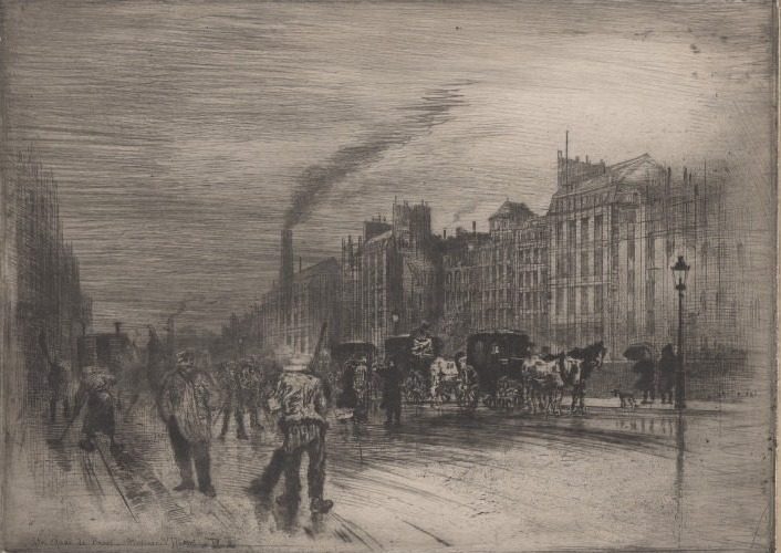 Winter Morning on the Quays by Félix Hilaire Buhot (French, 1847–1898)