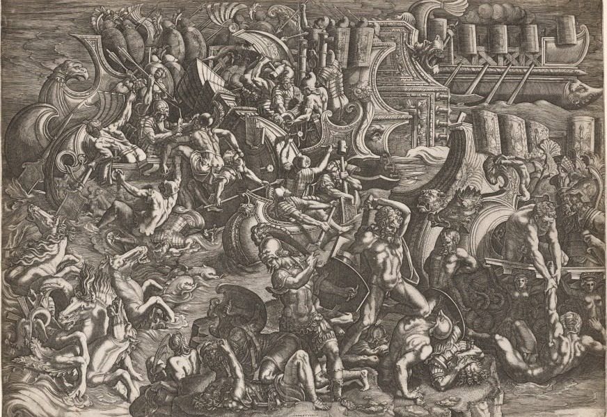 Trojans Repelling the Greeks by Giovanni Battista Scultori (Italian, 1503–1575)