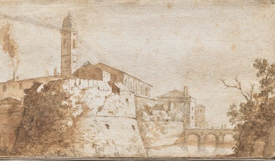 A View of Bracciano with the Church of S. Maria Assunta by Bartholomeus Breenberg (Dutch, 1599–1657)