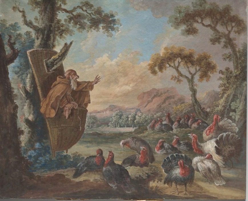 Monkey Preaching to Turkeys by Christophe Huet (French, 1700–1759)