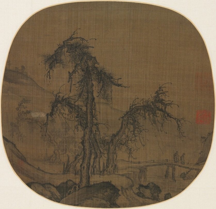 Ramblers over a Winding Stream by Luo Zhichuan (Chinese, active 1280s–1320s)