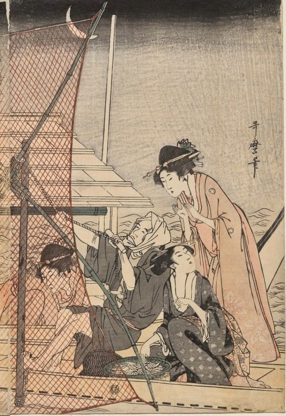 Net Fishing at Night by Kitagawa Utamaro (Japanese, c. 1754–1806)