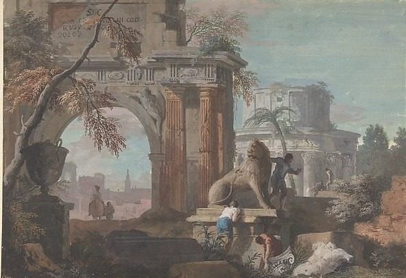 Capriccio with Roman Ruins by Marco Ricci