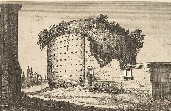Ruins of a round building, from "Roman Ruins" by Wenceslaus Hollar