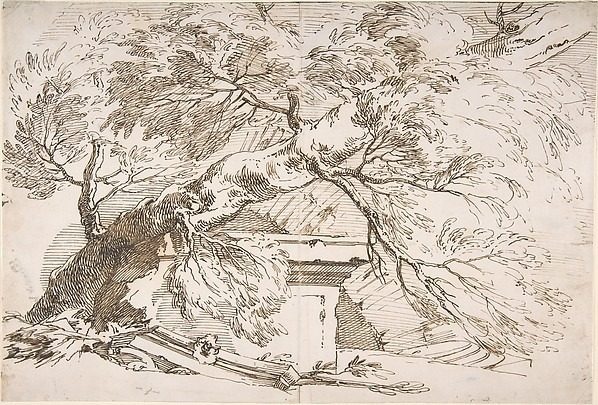 A Fallen Tree with Ruins by Paul Troger