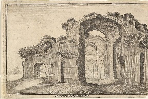Baths of Diocletian, Rome, from "Roman Ruins" by Wenceslaus Hollar
