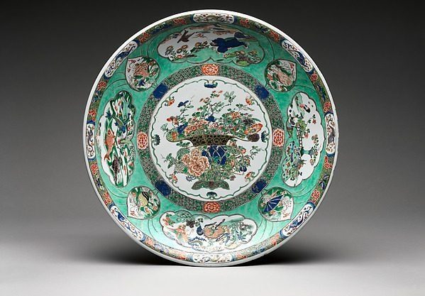 Plate with Basket of Auspicious Flowers