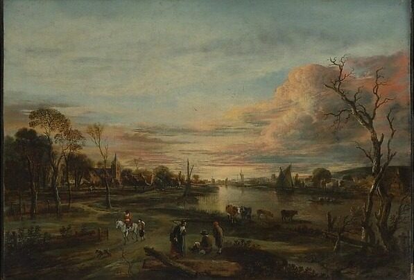 Landscape at Sunset by Aert van der Neer