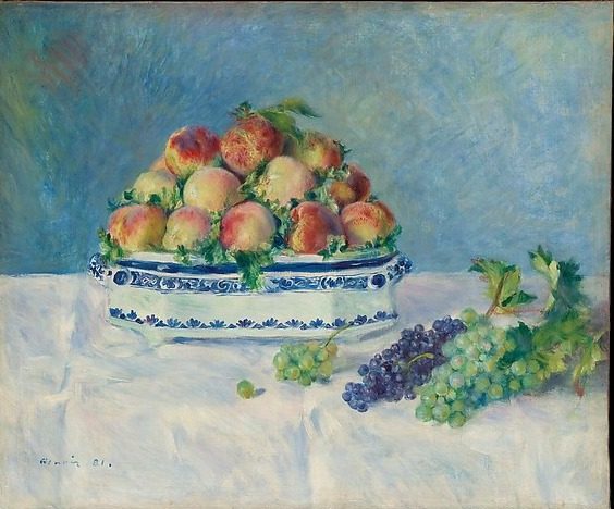 Still Life with Peaches and Grapes by Auguste Renoir