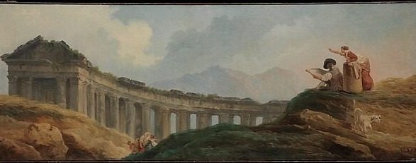 A Colonnade in Ruins by Hubert Robert