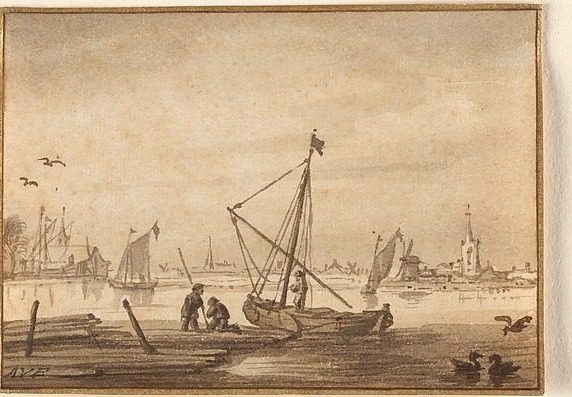 Harbor Scene by Allart van Everdingen