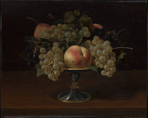Still Life of Grapes and Peaches by Panfilo Nuvolone