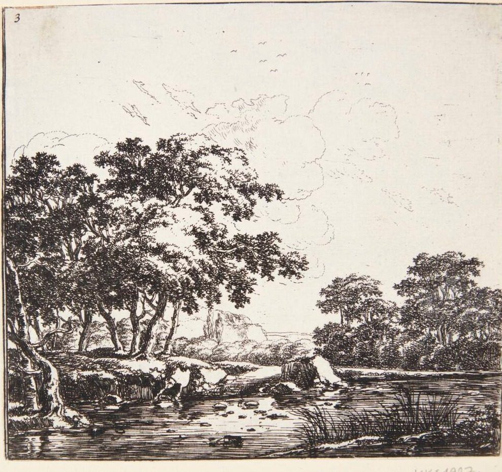 Flod i et skovrigt landskab by Herman Naiwincx
