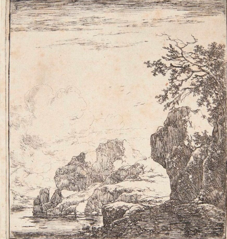 Store træer ved en flodbred by Herman Naiwincx