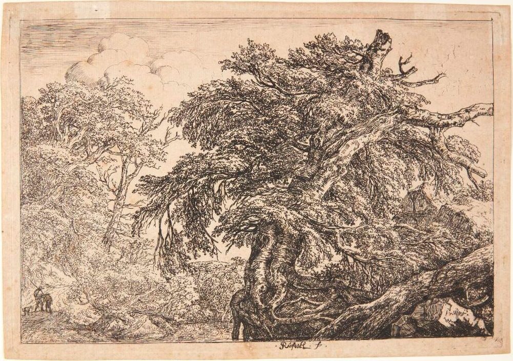 To bønder med deres hund by Jacob Isaacksz. van Ruisdael