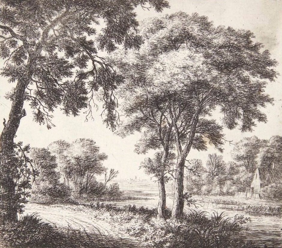 Hus på en flodbred by Anthonie Waterloo
