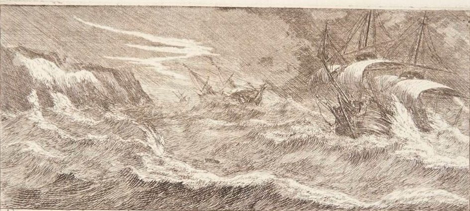 Sejlskibe i storm by Reinier Zeeman