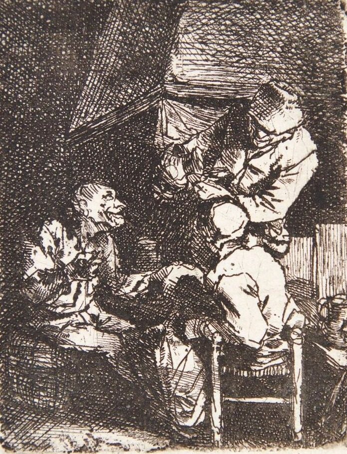 Tre figurer ved et ildsted by Cornelis Pietersz Bega