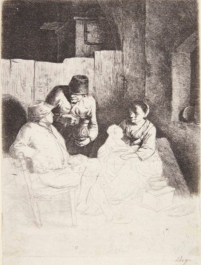 En mor med sit barn i en krostue by Cornelis Pietersz Bega