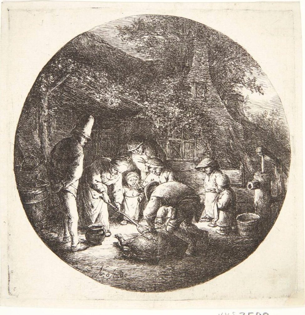 Svinet slagtes by Adriaen van Ostade