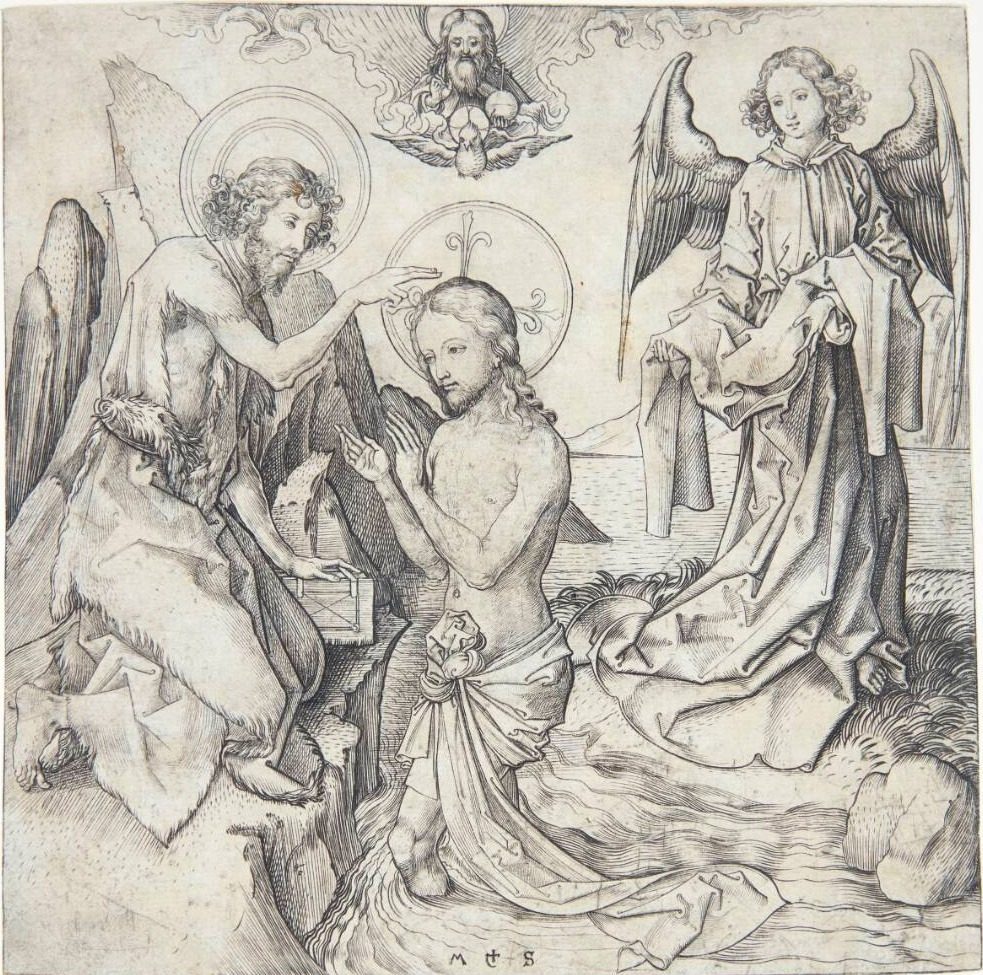 Jesu dåb by Martin Schongauer
