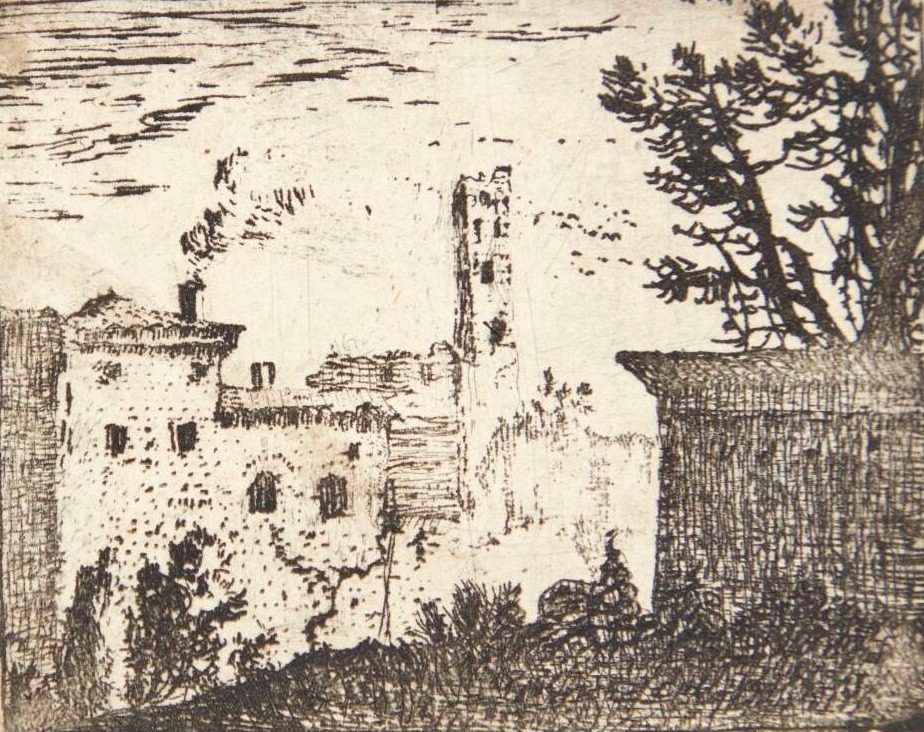 Bygninger med kvadratisk tårn by Karel Du Jardin