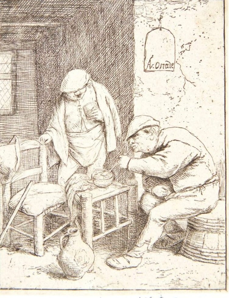Tre bønder, der ryger og drikker i en krostue by Adriaen van Ostade
