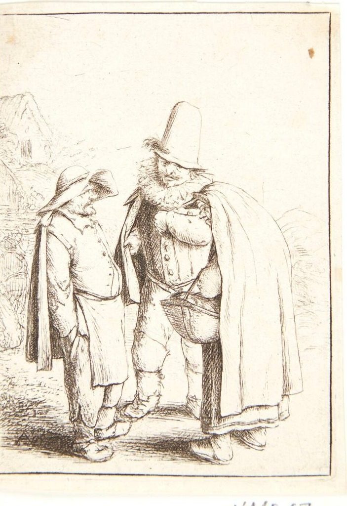 Kvaksalver i samtale med et bondepar by Adriaen van Ostade