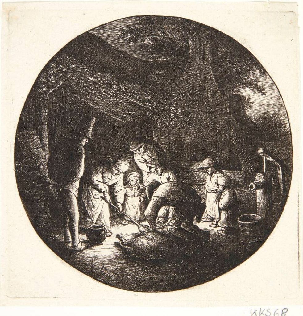 Svinet slagtes by Adriaen van Ostade