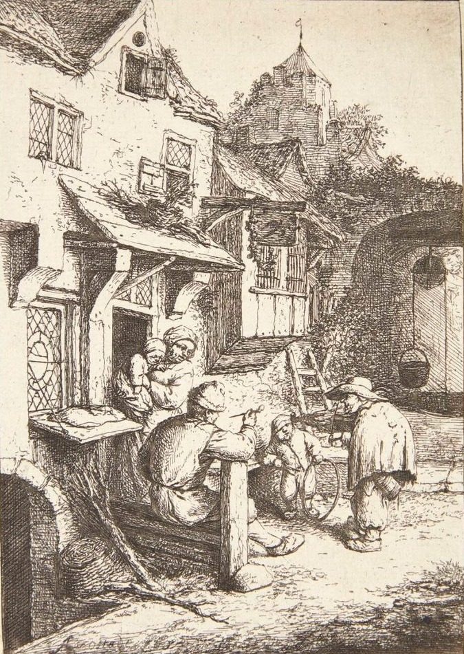 Den pukkelryggede fiolspiller by Adriaen van Ostade