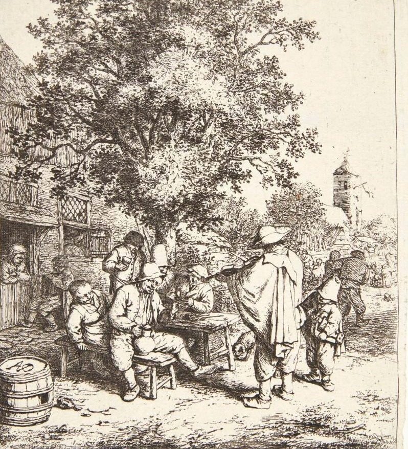 Fiolspilleren og lirekassedrengen by Adriaen van Ostade