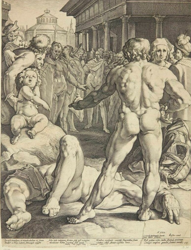 Kampen mellem Odysseus og Irus by Jan Harmensz. Muller