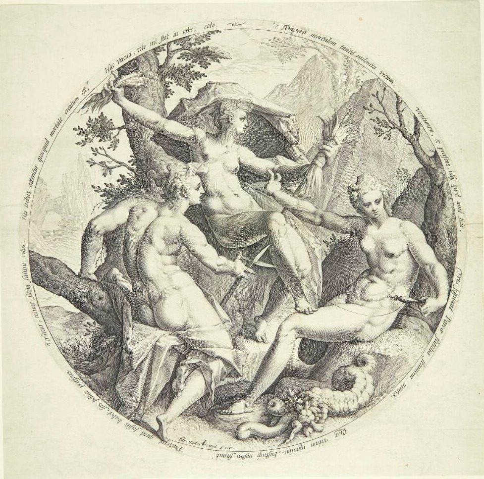 De tre skæbnegudinder by Jacob Matham