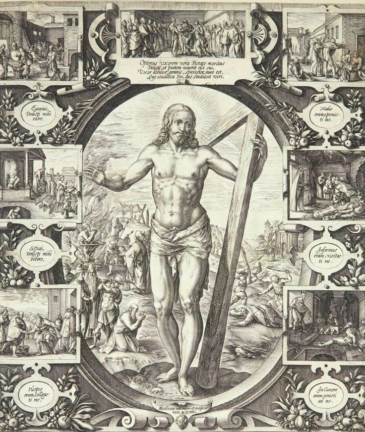 Kristus med korset by Hendrick Goltzius