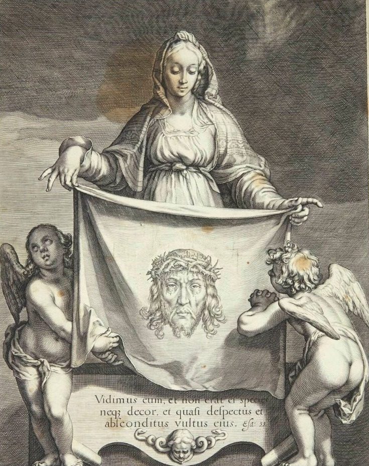 Veronika fremvisende svededugen by Jacob Matham