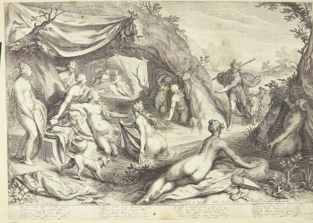 Diana og Aktæons forvandling by Jacob Matham