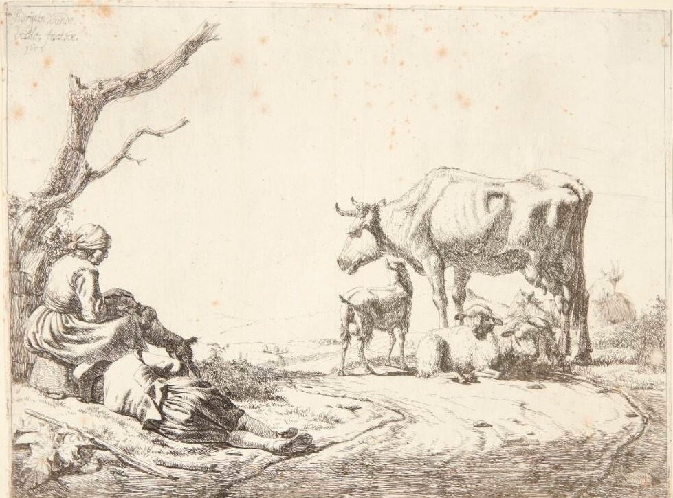 Hyrde og hyrdinde med deres dyr by Adriaen van de Velde