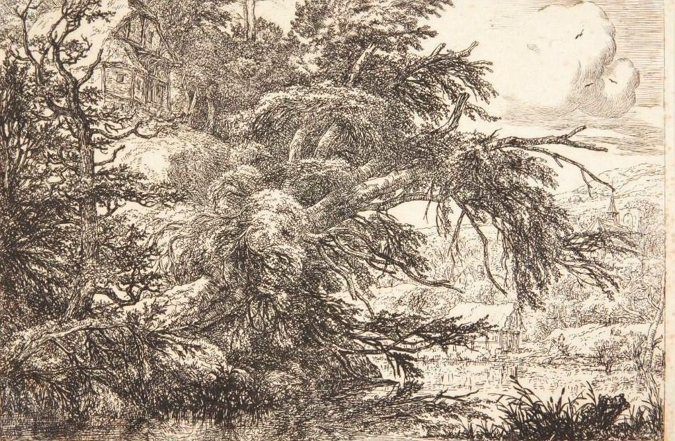 Hytte på en høj by Jacob Isaacksz. van Ruisdael