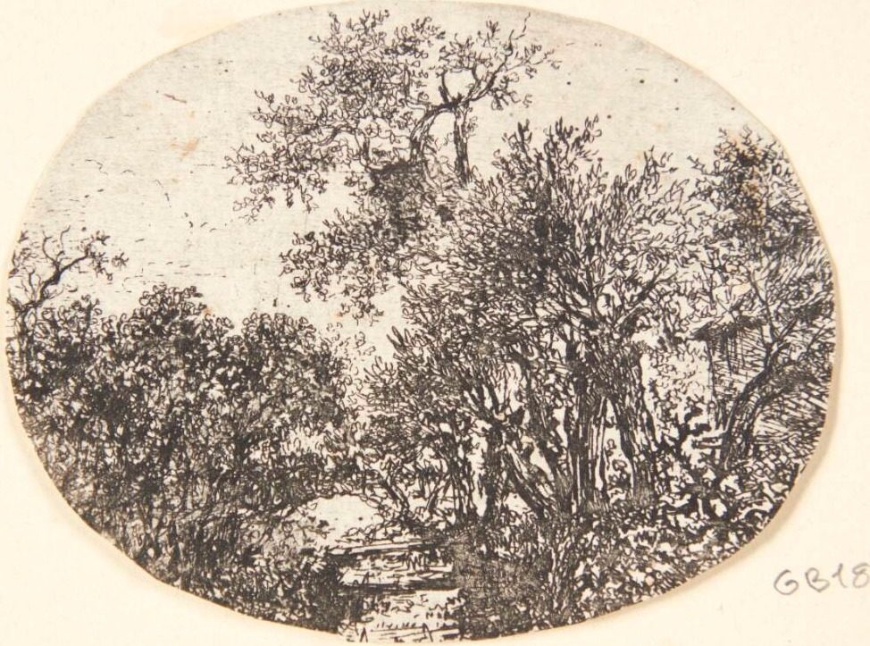 Landskab med en bæk og piletræer by Jacob Isaacksz. van Ruisdael