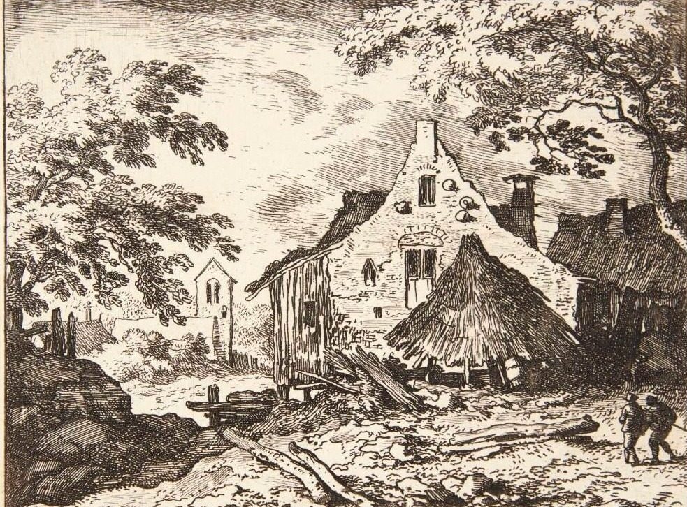 Høbunke ved et hus by Allaert van Everdingen