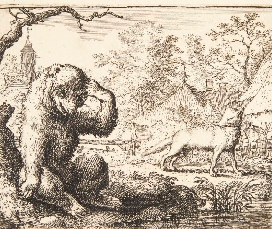Renard skænder på den sårede bjørn by Allaert van Everdingen