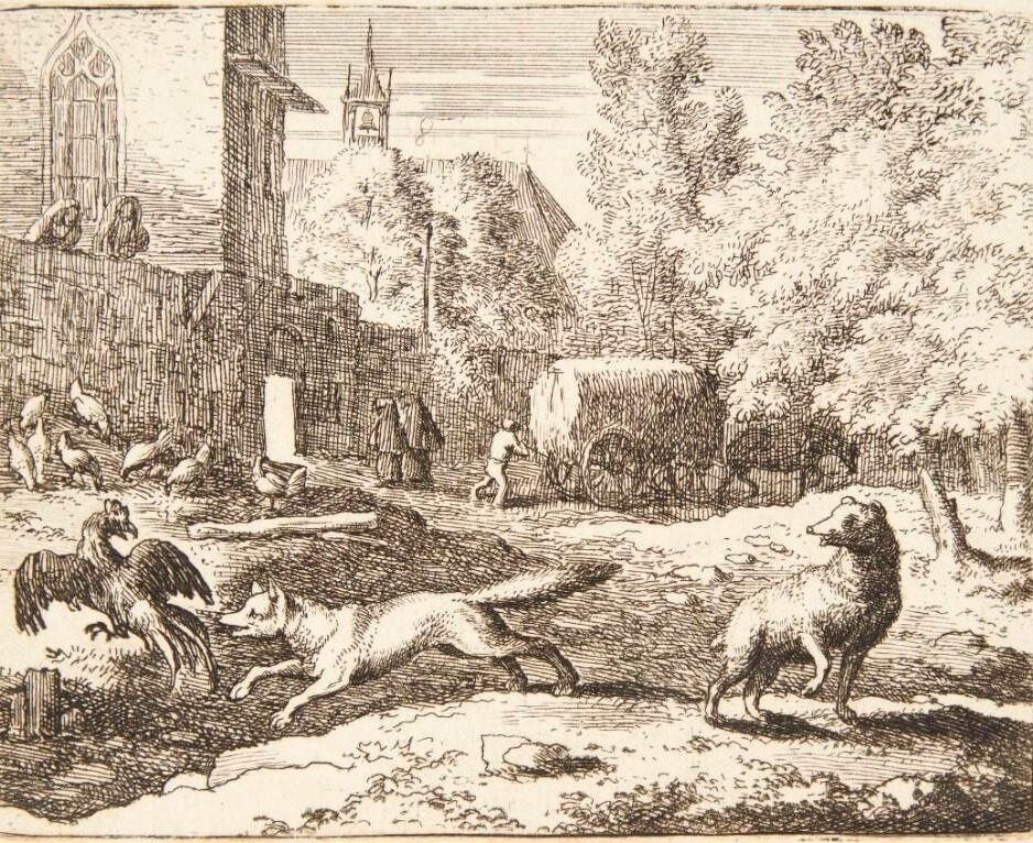 Renard jager høns by Allaert van Everdingen