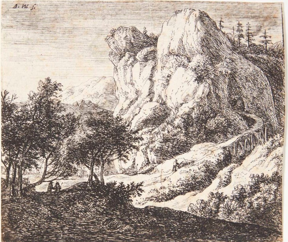 Lille træbro by Anthonie Waterloo