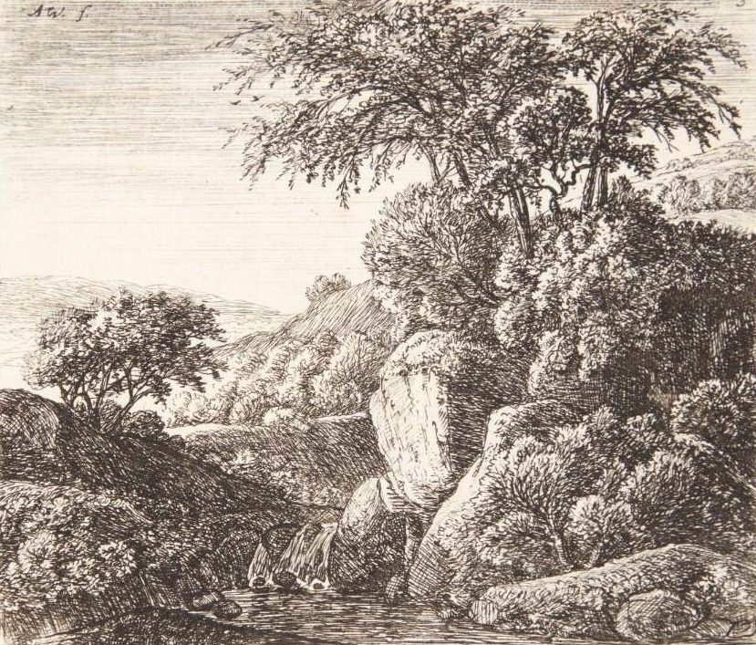 Lille vandfald by Anthonie Waterloo