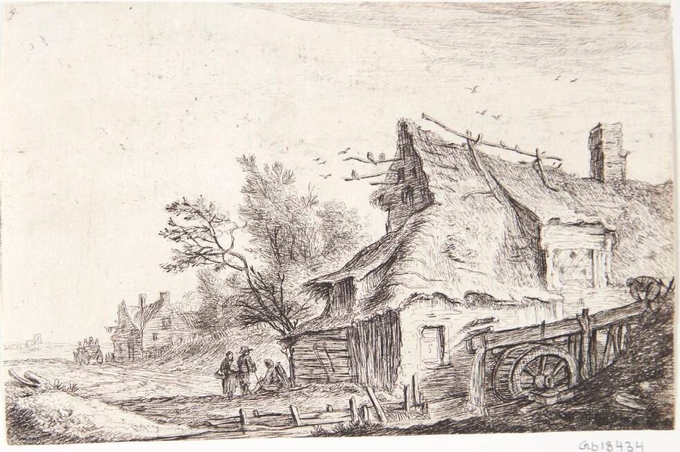 Landsby med en vandmølle by Anthonie Waterloo